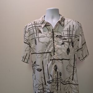 Quiksilver Men's Casual Shirt - Black and Cream